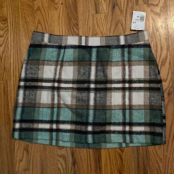 Forever 21 Plaid Mini Micro Skirt Brown Teal  0X NWT - Picture 1 of 5
